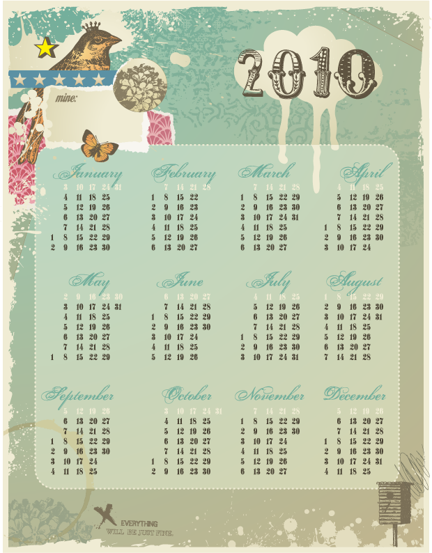 calendar 2010 with holidays. Design calendar 2010 – vector