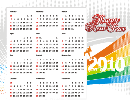 calendar 2010 with holidays. Concept calendar 2010 – vector