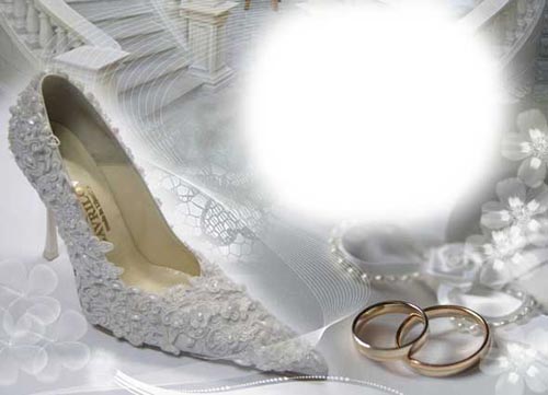 wedding frame with rings and slipper Wedding with rings and slipper psd 
