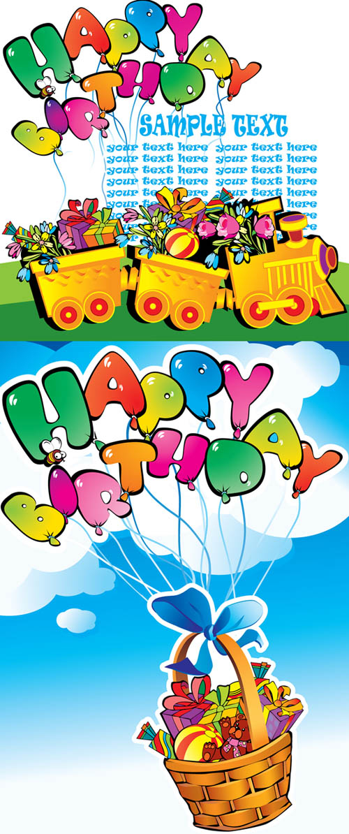 Birthday Cards Vector. Happy irthday card