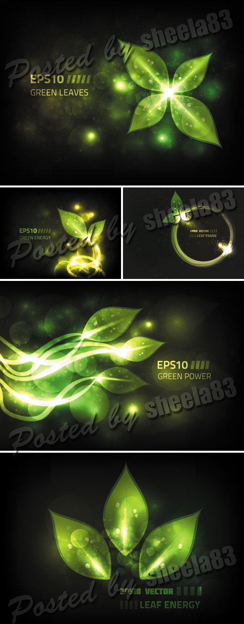 design1s green leaves Glowing Green Leaves – vector